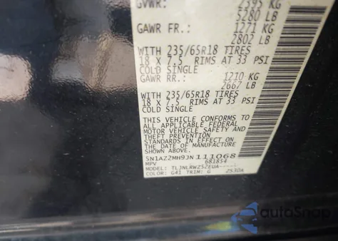 2018 Nissan Murano Sl from USA, damaged, VIN 5N1AZ2MH9JN111068